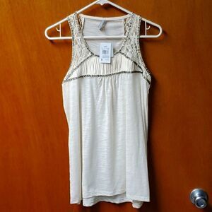 Vanity Womans Beaded Lace Tank, NWT, Medium